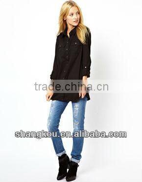 2013 high fashion design women fall shirt long chambray shirt long sleeve cheap cotton shirt shkz 102