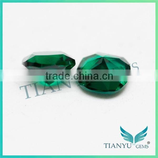 7*7 mm square cushion cut synthetic raw green color of emerald stone