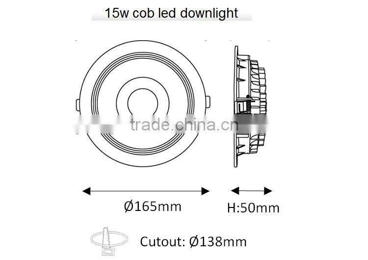 2700-6500K 15w cob led downlight / Ceiling recessed led downlight for commercial lighting
