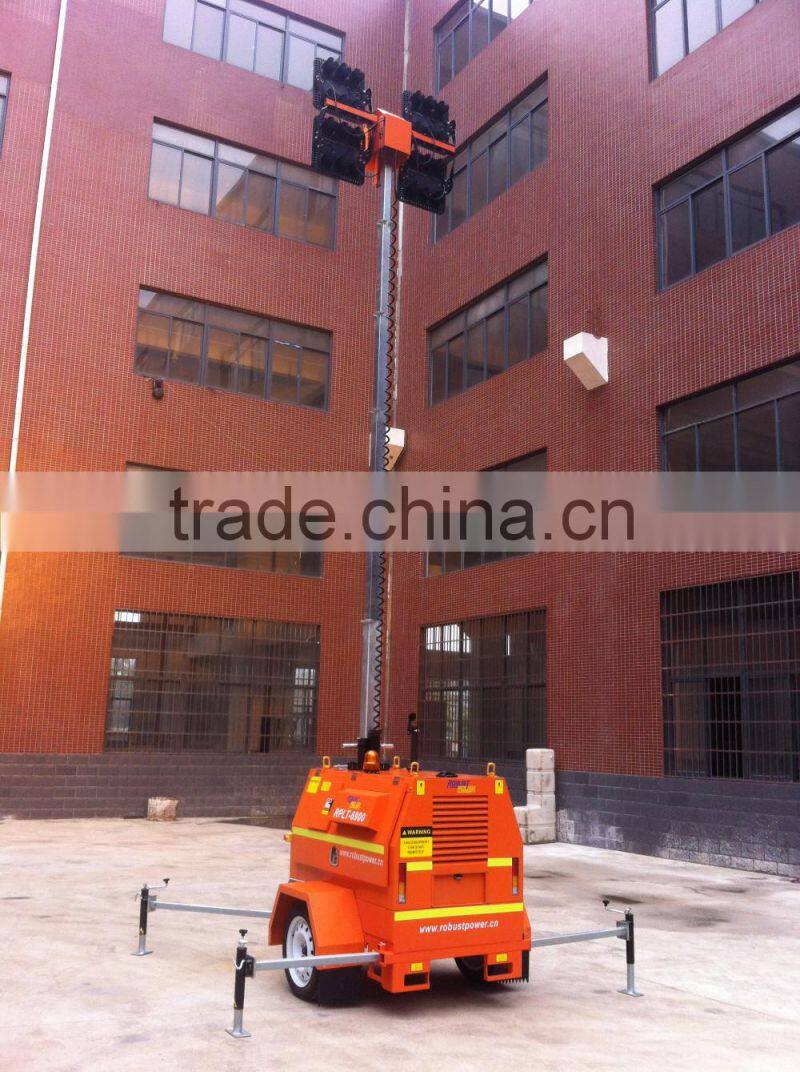 8~9m diesel mobile LED construction lighting tower