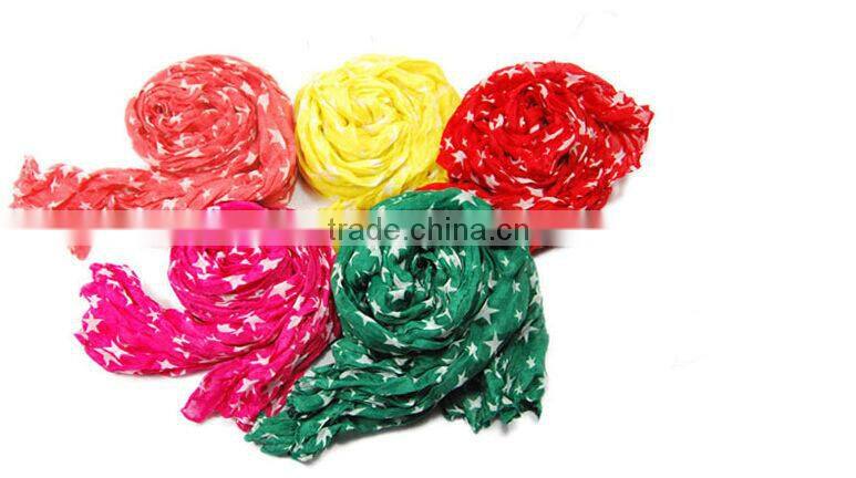 Fashion Women Ladies Soft Long Crinkle Shawl Stars Scarf Stole Cotton
