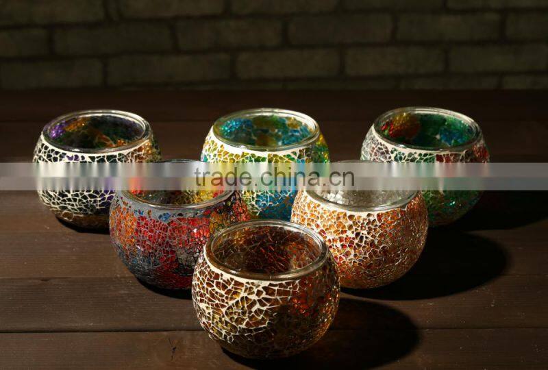 Glass Candleholder Glass mosaic jar different colors