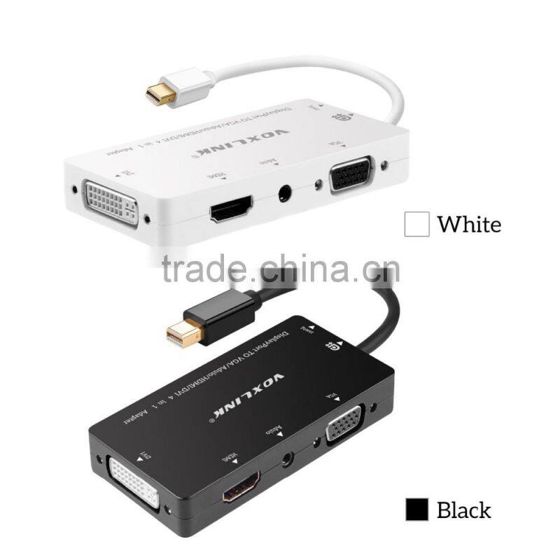 Voxlink 4 in 1 Thunderbolt Gold plated Mini DisplayPort to HDMI Audio VGA DVI Cable adapter