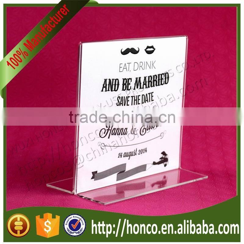 High Quality 6" Acrylic Desktop Menu Holder Stand Broucher Holder,Clear Colour