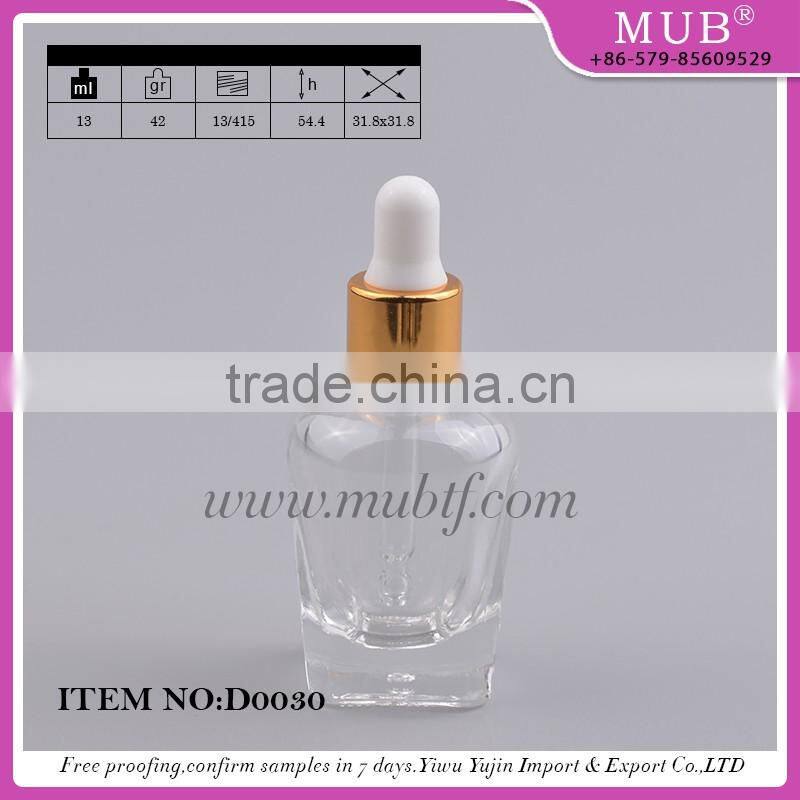 2016 top high empty glass essential oil bottles with aluminum dropper cap