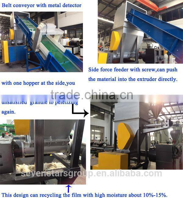 PP PE film plastic recycling pelletizing granulator machine