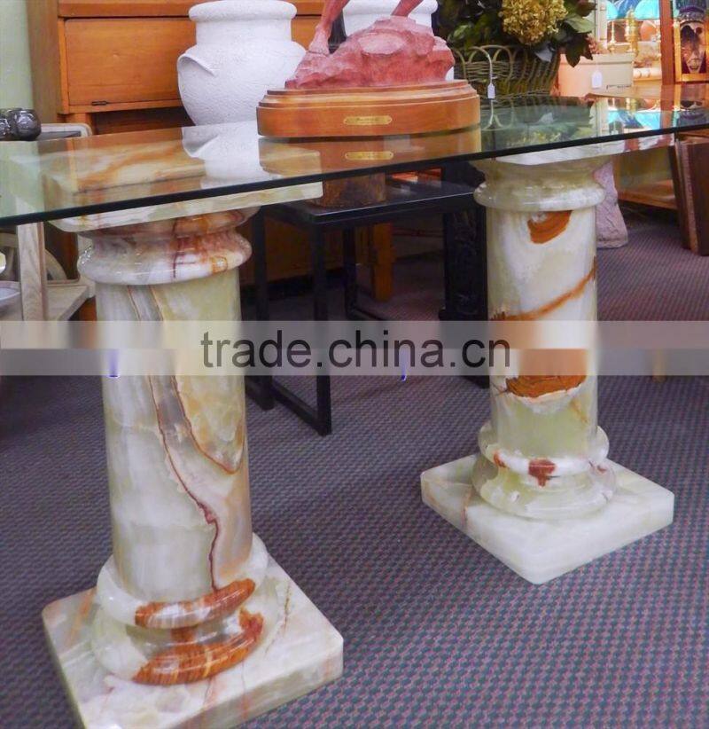 EXPORT QUALITY GREEN ONYX COLUMNS PILLARS CARVED TOP