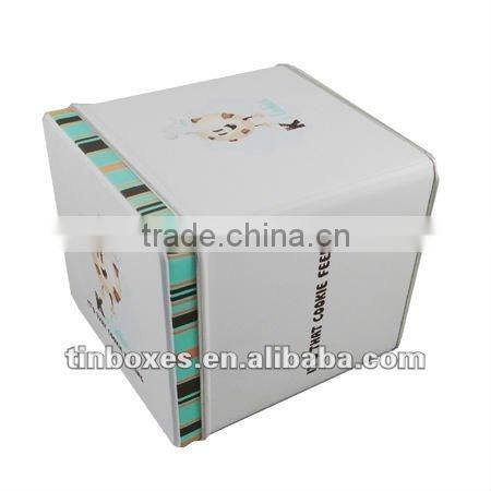 popular square glossy empty metal cookie tin