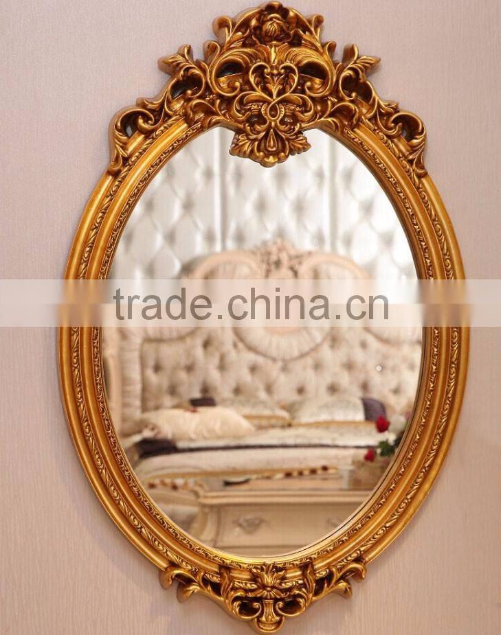 Graceful flower carving oval wall mirror