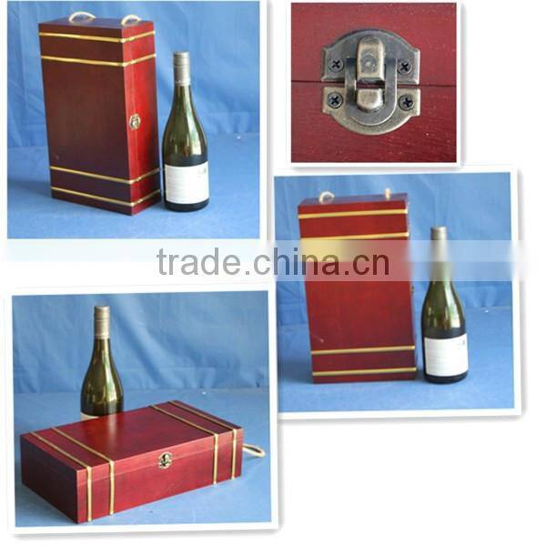 Exclusive luxury new arrival handmade customized art minds red color wooden packing box with hinge wholesale