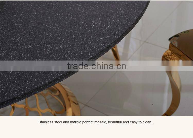 TH404 Black round marble stainless steel modern dining table
