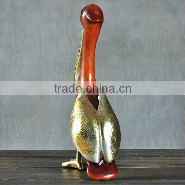 Antique vintage wood effect polyresin pelican statues