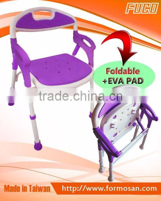 DELUXE PORTABLE FOLDING Bath safety shower chair with backrest and EVA padded seat hot sale in Japan