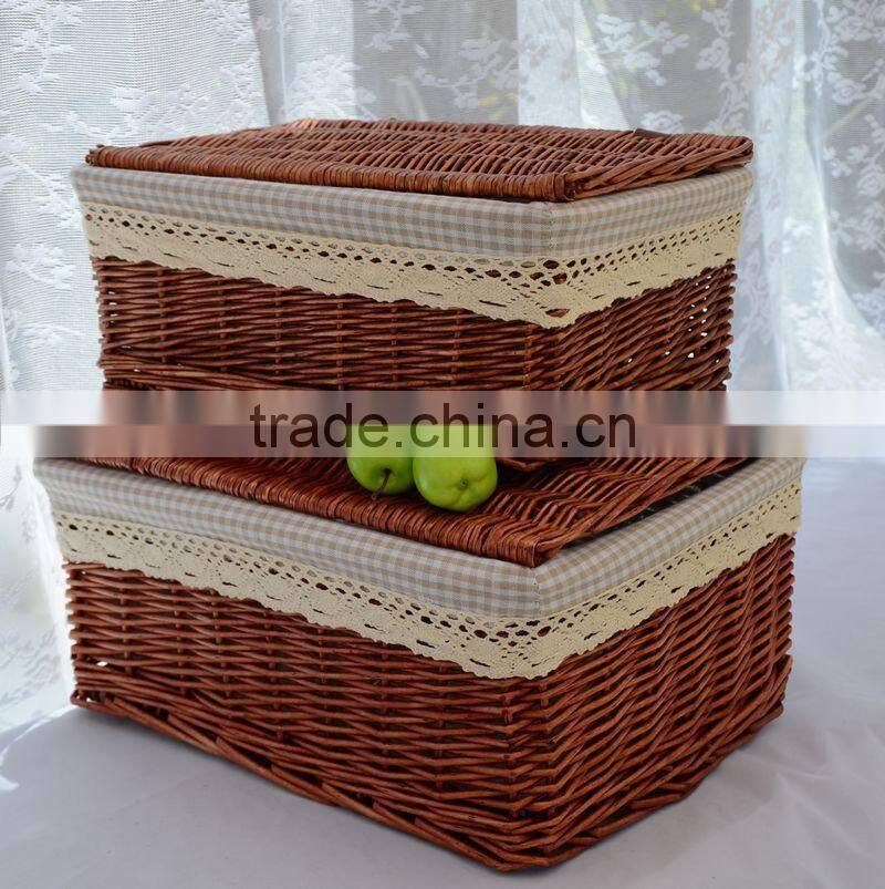 2016 new design willow material wicker suitcase for home decoration