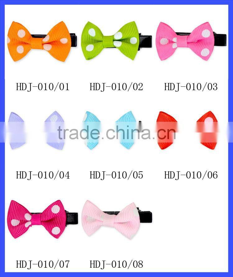 Satin Ribbon Violin Bow Hair White Dots Bow Hair Clip Cheap Hair Bow Tie