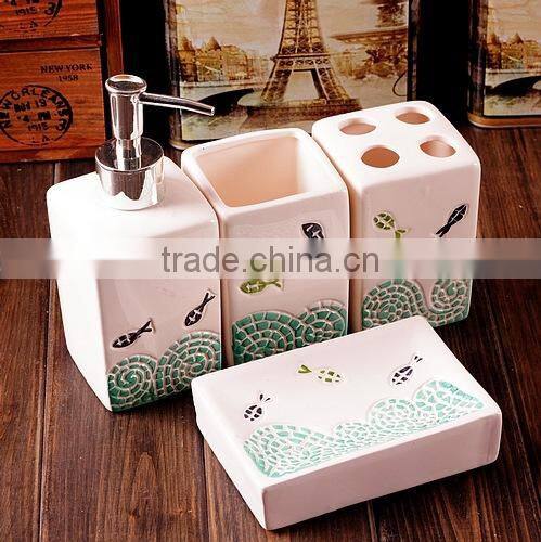 new ceramic bathroom set with sea pattern