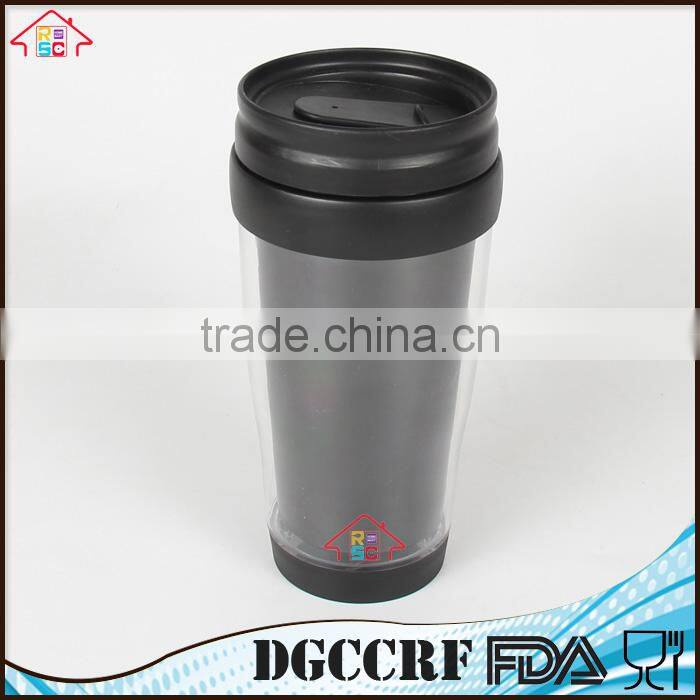 NBRSC plastic 400ml double wall tumbler with customized removeable insert paper car coffee mug with bounce lid