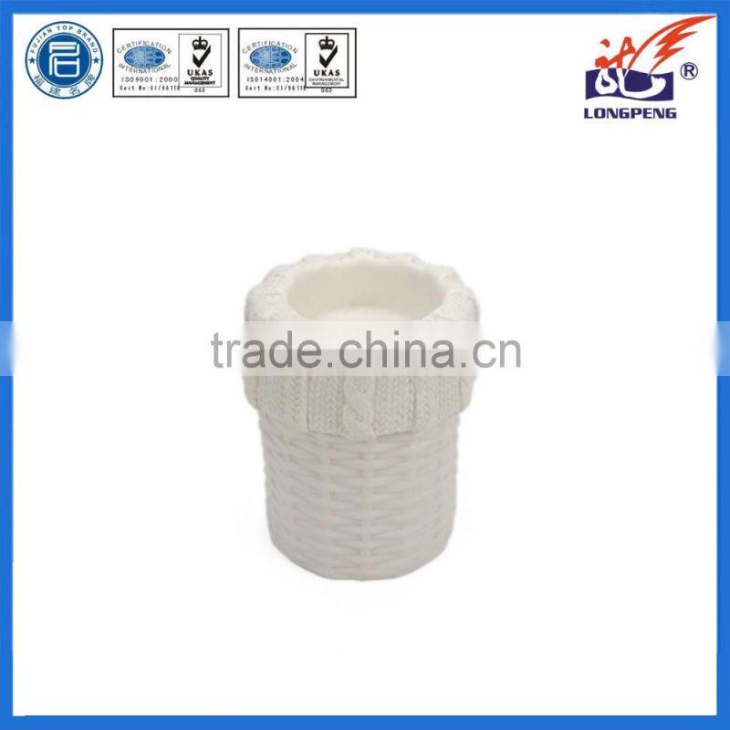 Eco-Friendly Elegant White Knitted Pillar Candle Holders,Ceramic Tealight Candle Holders