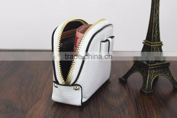 First Genuine leather Bow leather purse makeup Cosmetic Bag shell