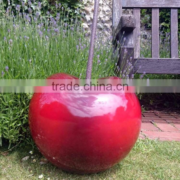 moderne garden statue yard polished stainless steel cherry sculpture