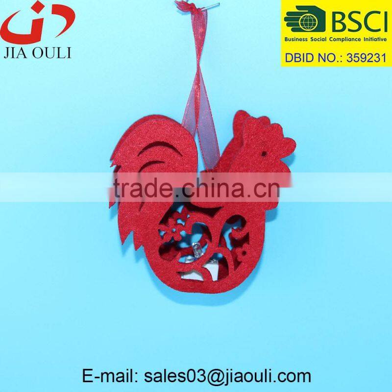 BSCI Audit Factory Unique design Easter decorations with LED light non-woven chicken hanger