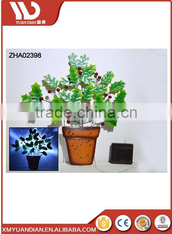 hot sale solar lighted antique wall hanging metal with flower design wall light for outdoor decoration