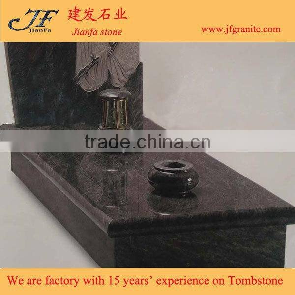 Western Style Large Absolute Black Granite Headstone For Sale