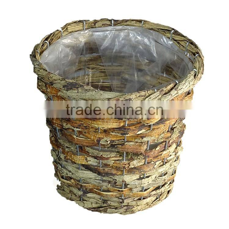 Round Woven Rattan Garden Basket for Planting Decoration Storage