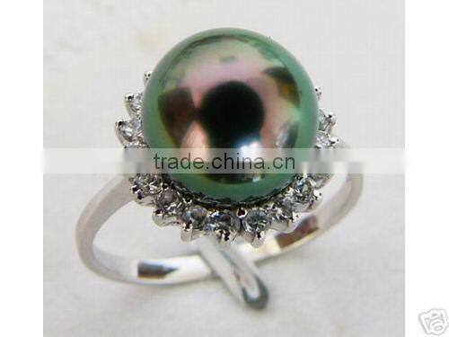 2014 tahitian peacock green ring with 925 sliver ring katest design