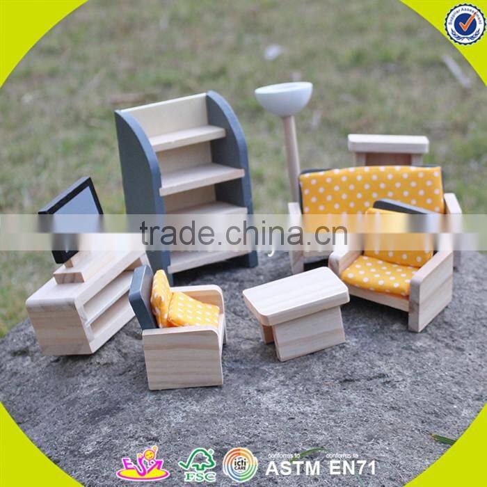 Wholesale kids furniture toys wooden doll house furniture best children wooden miniature doll house furniture W06B055-S