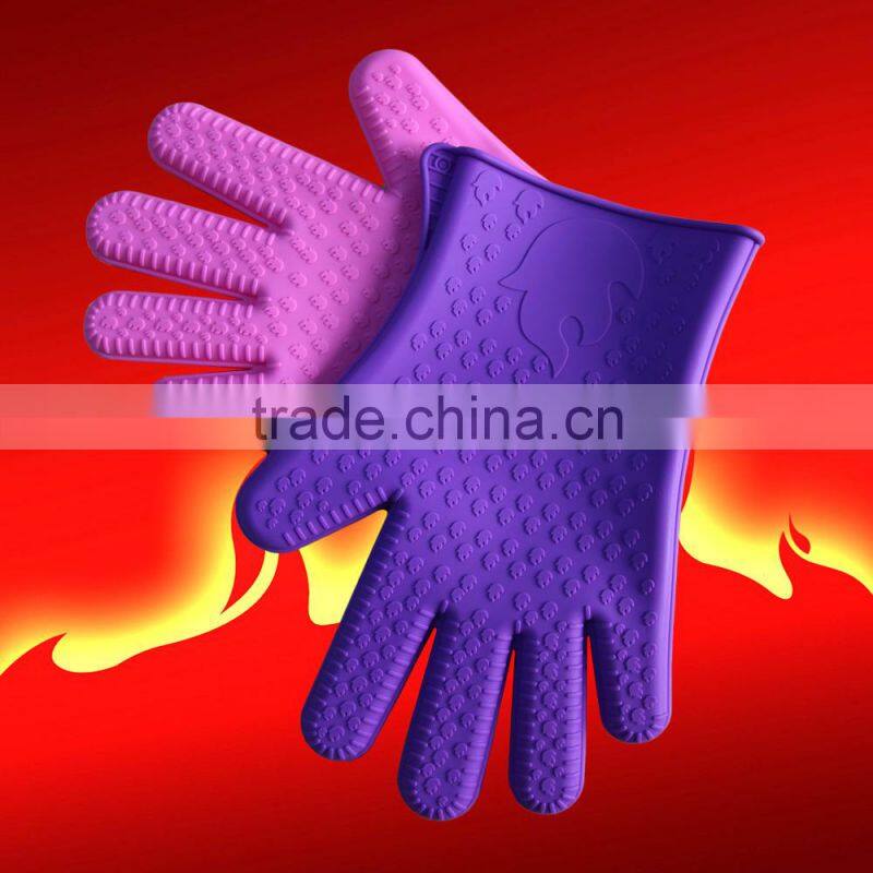 2017 popular high quality water proof food grade Insulation barbecue silicone gloves