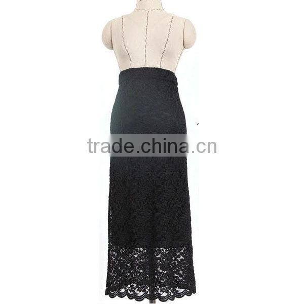 New Arrival Ladies/Women's Fashion slim fit long black lace skirt