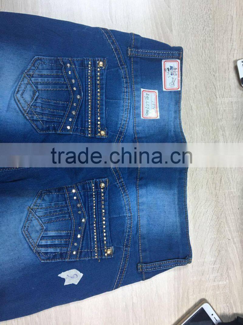 GZY ripped shinny model slim and high-end level women long jeans fabric manufacturers in india stock 2017