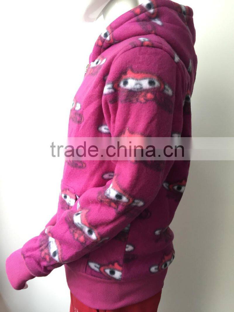 OEM service winter fleece children cartoon hoodies coat