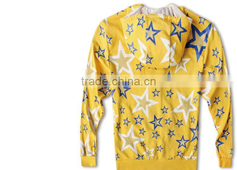 HOT SALES! Autumn OEM promotional mens brand star full printing mans hoody jacket