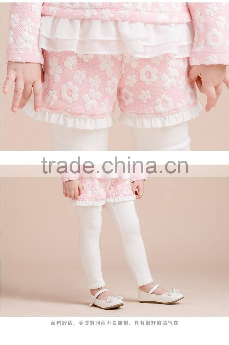 2017 Spring Girls 2pcs Set Of t Shirt And Short Pants With Legging Children Clothing Jacquard t Shirt With Pleated Hem