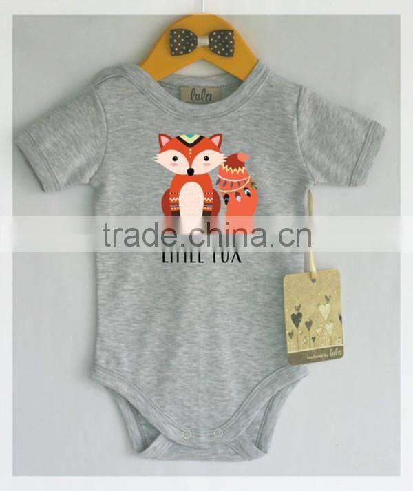 Wholesale childrens clothing newborn baby 100 % cotton fancy fox romper