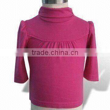 Infant Girls' Turtleneck, Made of Terry Cotton with Long Sleeve