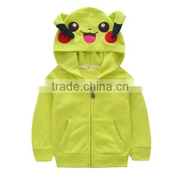 Front Open Sweatshirt Custom Kids Animal Thick Fleece Zipper Hoodies