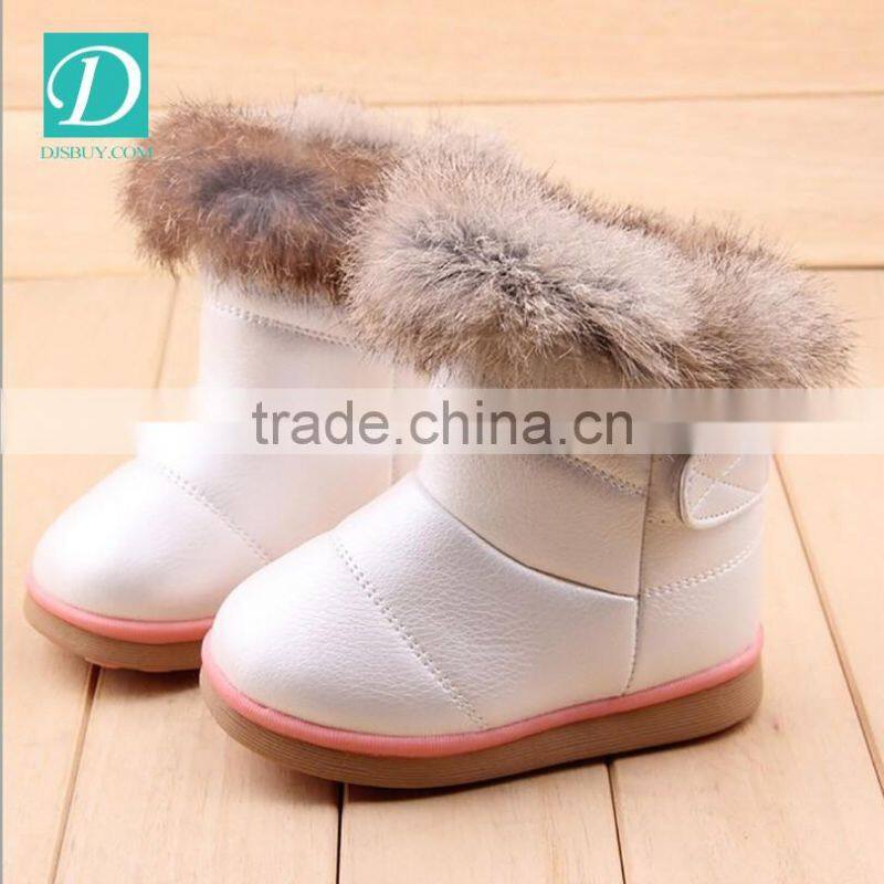 2016 Winter Warm Wool Cloth With Rabbit Hair Soft Snow Boots Kids Shoes