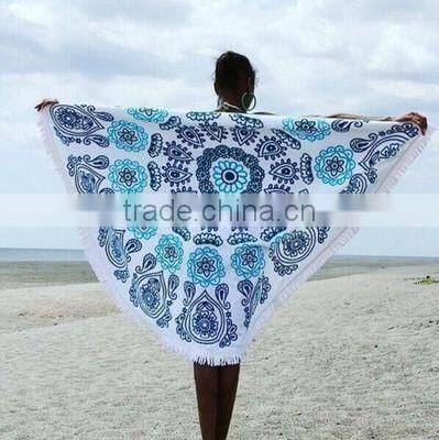 Peacock Mandala Round Tapestry Throw Hippie Gypsy Beach Blanket Yoga Mat Boho