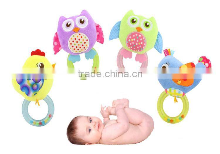Colourful Circle Baby Plastic Ring Rattle Insert Teether Toy For Gift