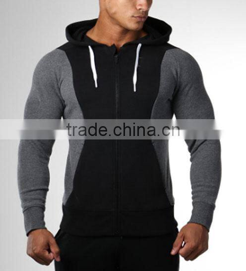Custom Your Own Design Full Zip Hoodie Mens Contrast Stitching Hoodie Gym Wear Hoodie Men