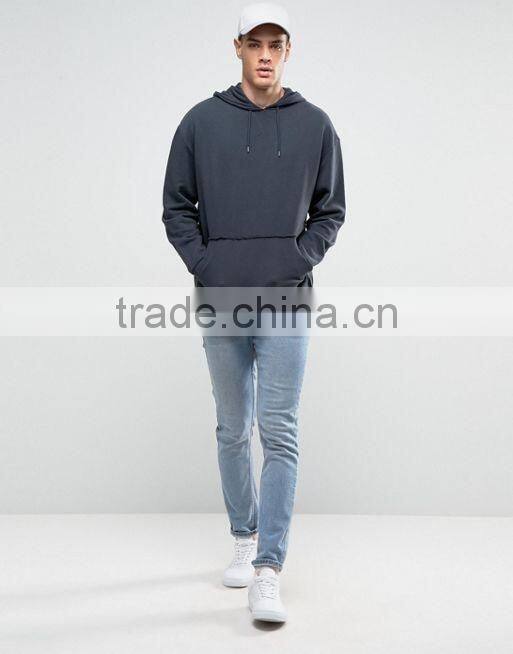 Men's Oversized Longline Hoodie In Washed Black