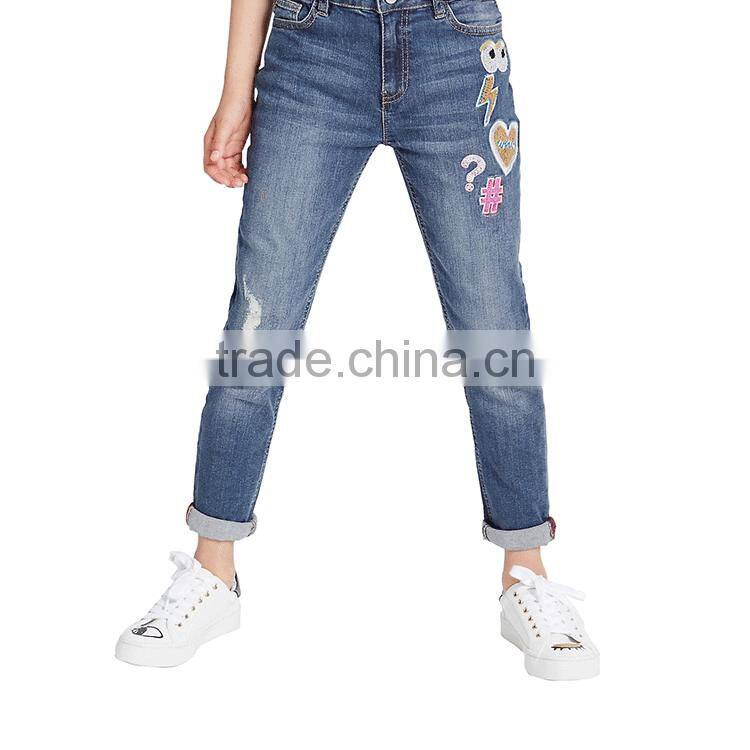 2017 Hot new product pure denim skinny children new style fashion girls jeans for wholesale