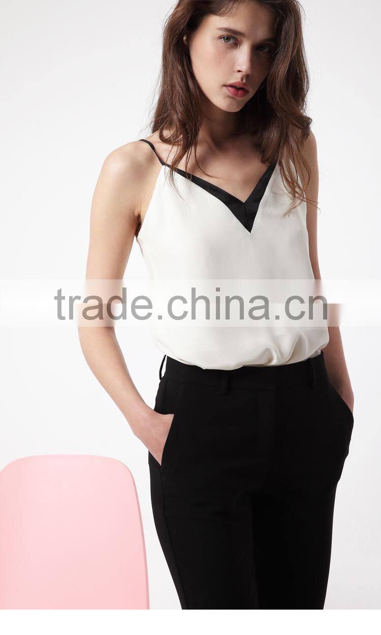 V neck fashion casual summer woman blouse wholesale tank top