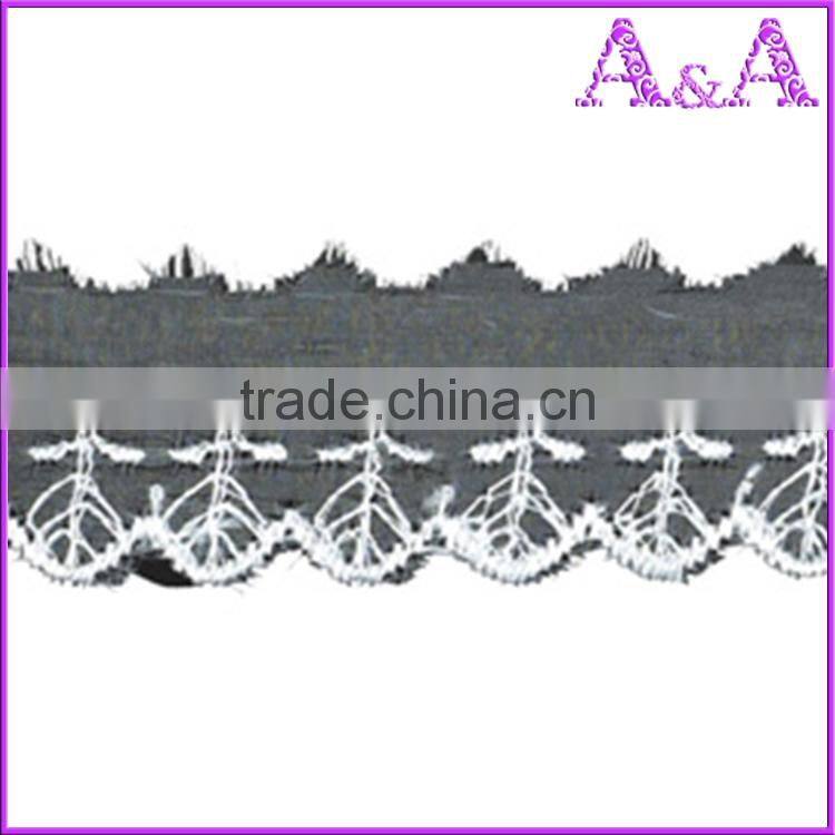 Swimming wear use black embroidery Organza ribbon lace