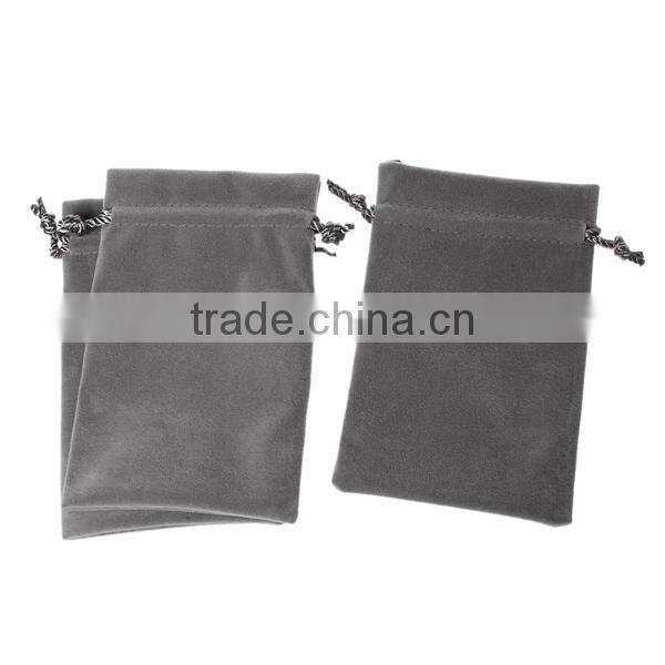 Velvet Jewelry Bags Drawstring Rectangle Taupe 15cm x10cm