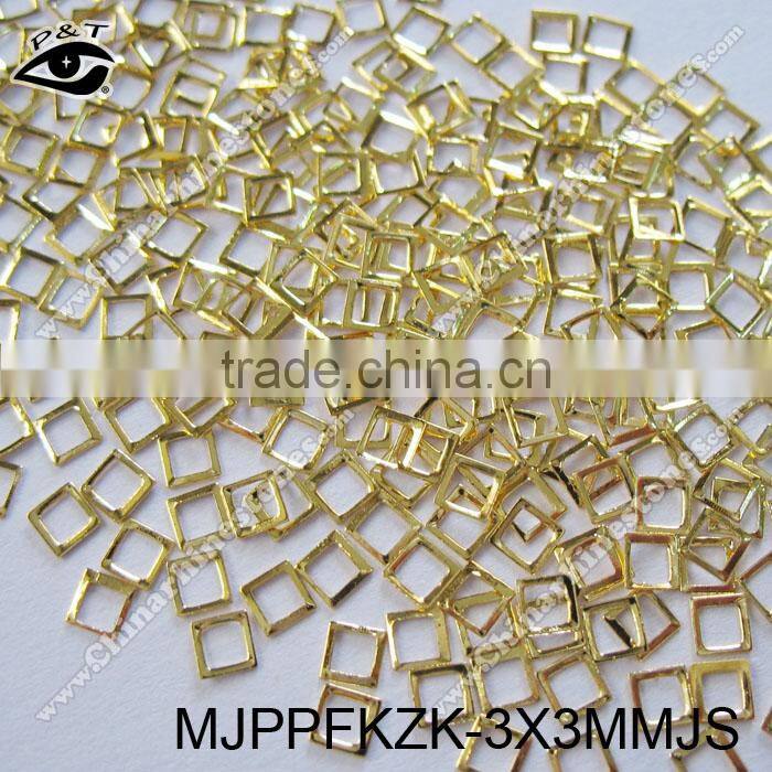 Nail Studs 3x3mm Gold Square Hole Nailhead For Nai Art