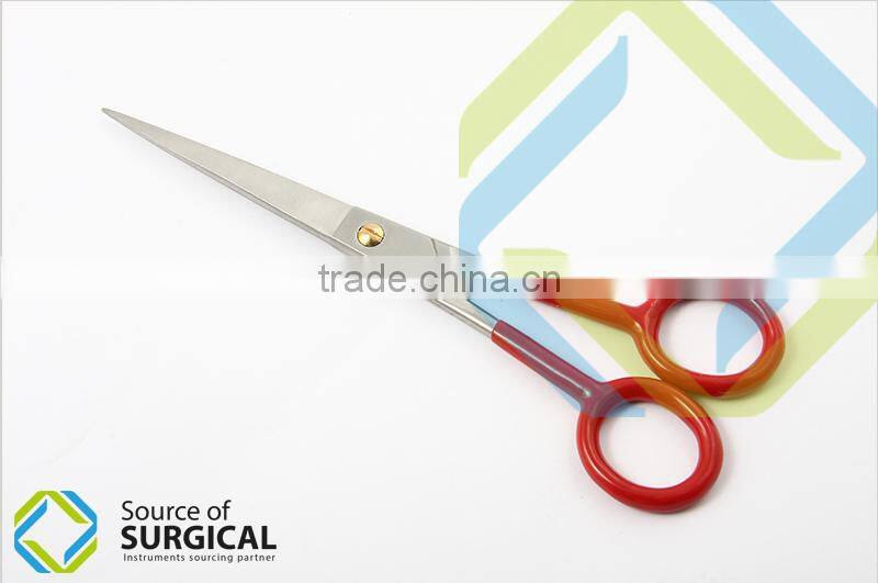 Made in Pakistan Regular Barber Scissors With Rubber Coating on Rings Red Color